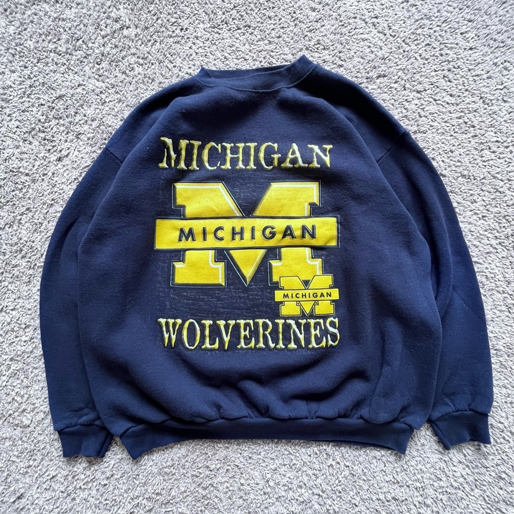 Vintage Michigan Wolverines Sweatshirt Navy Blue TNT by Trau & Loevner 2XL